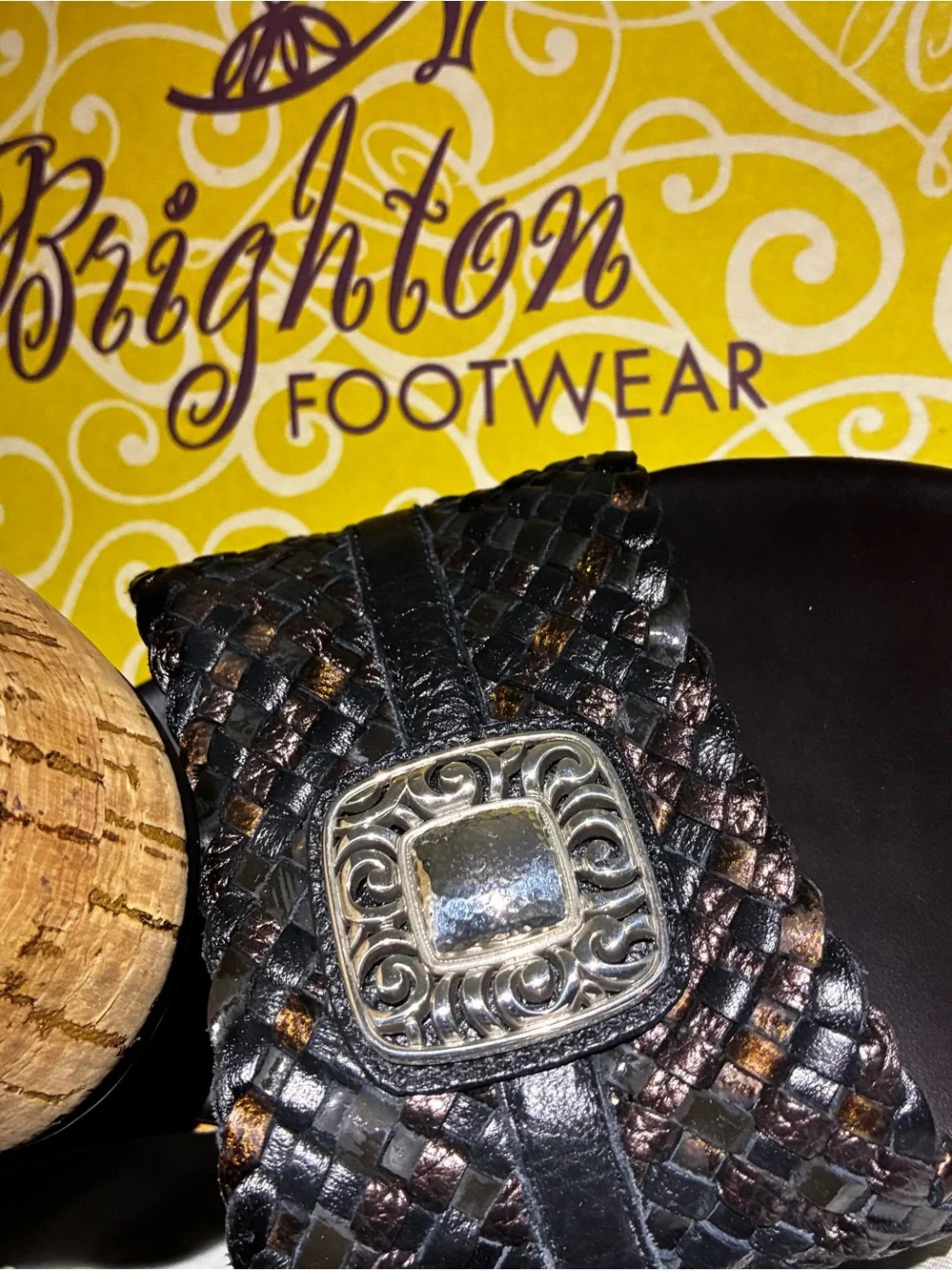 Brighton Women’s Braided Woven Slide Sandal with Decorative Buckle